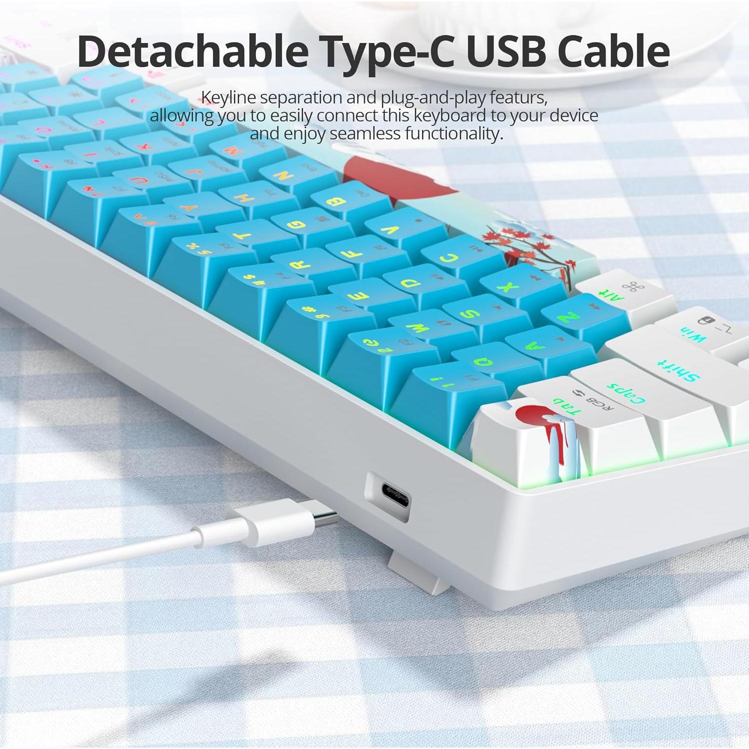 Teclado Mecánico RGB 60% iRoboosta Azul y Blanco 61 Teclas