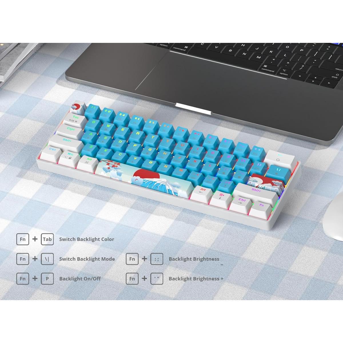 Teclado Mecánico RGB 60% iRoboosta Azul y Blanco 61 Teclas