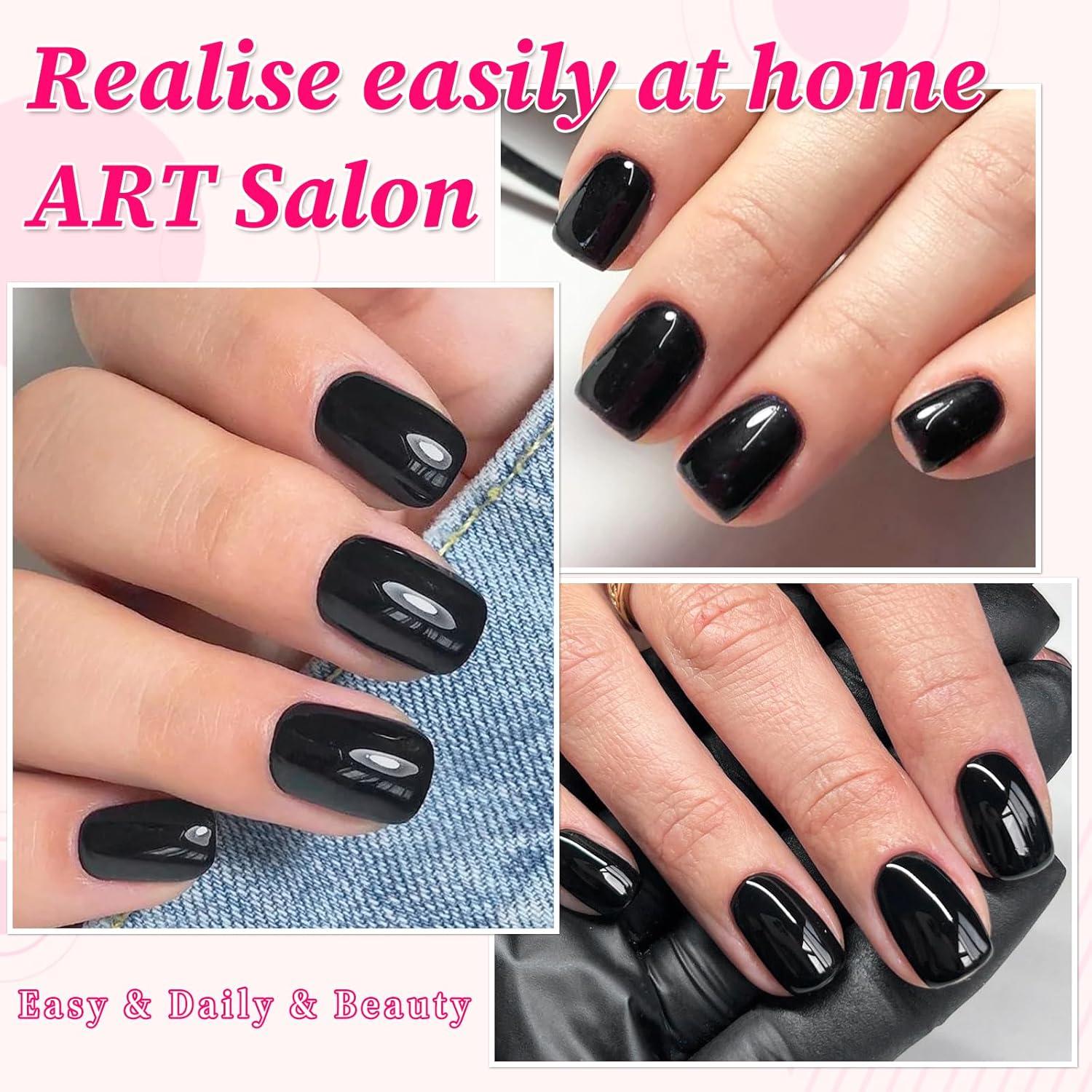 240 Uñas Postizas Cortas Cuadradas Negras Lifextol