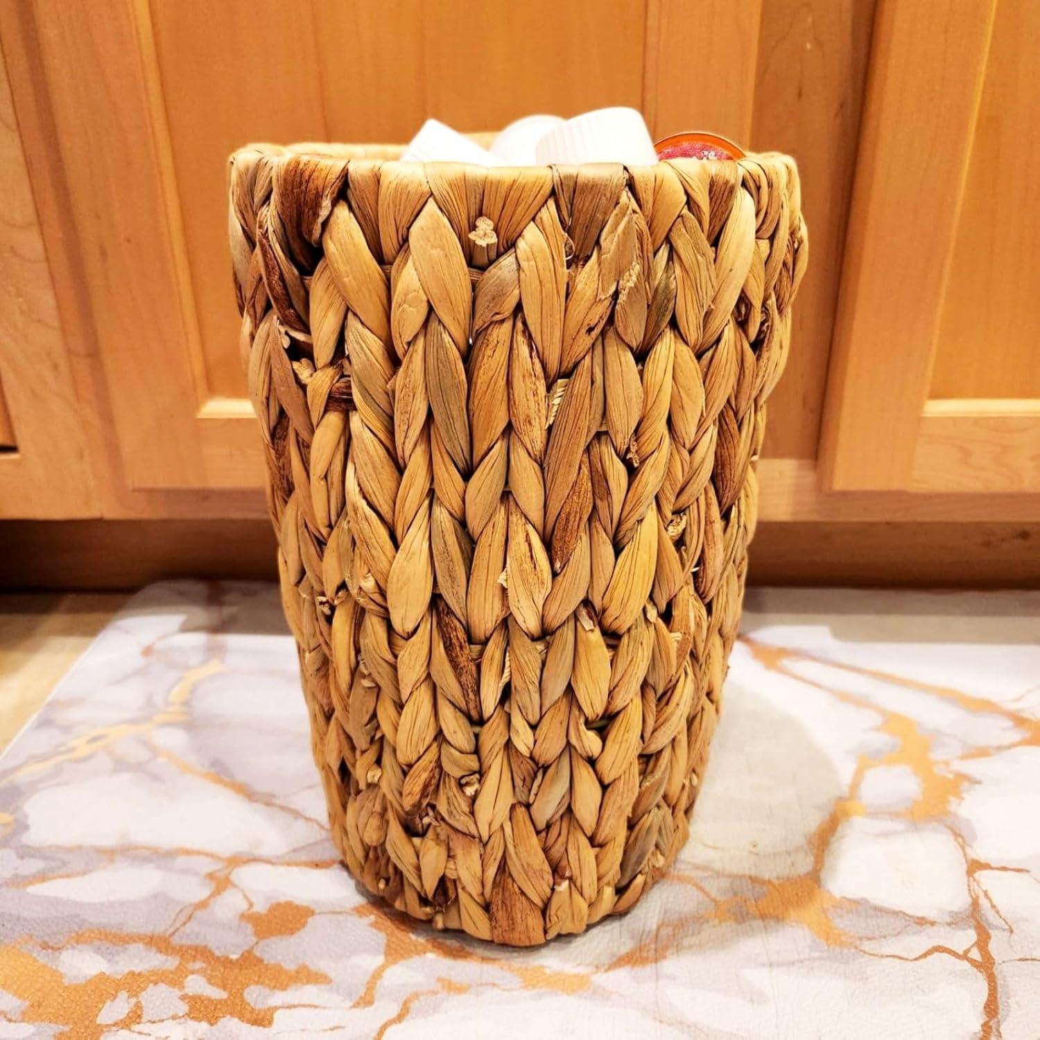 Cesta de Basura de Mimbre Rlosjin 11L con Asa - Jacinto de Agua