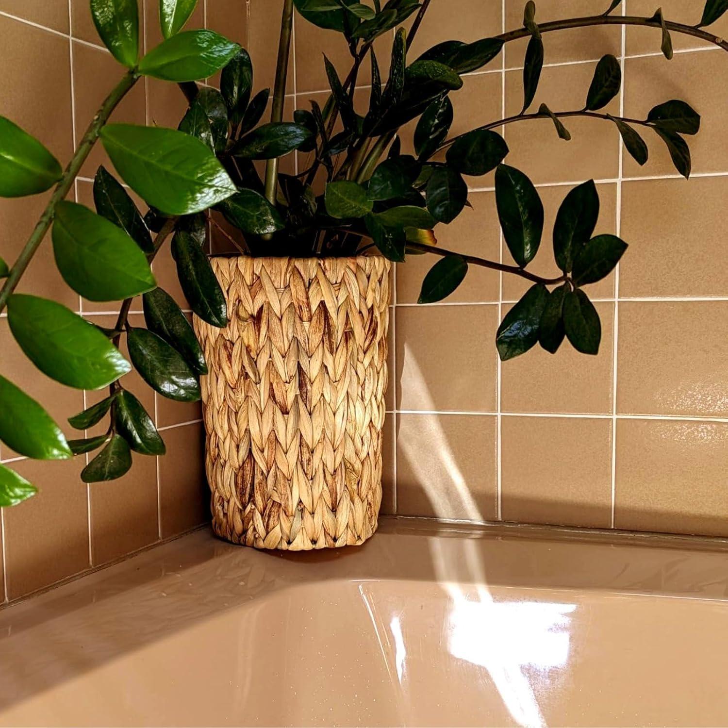 Cesta de Basura de Mimbre Rlosjin 11L con Asa - Jacinto de Agua