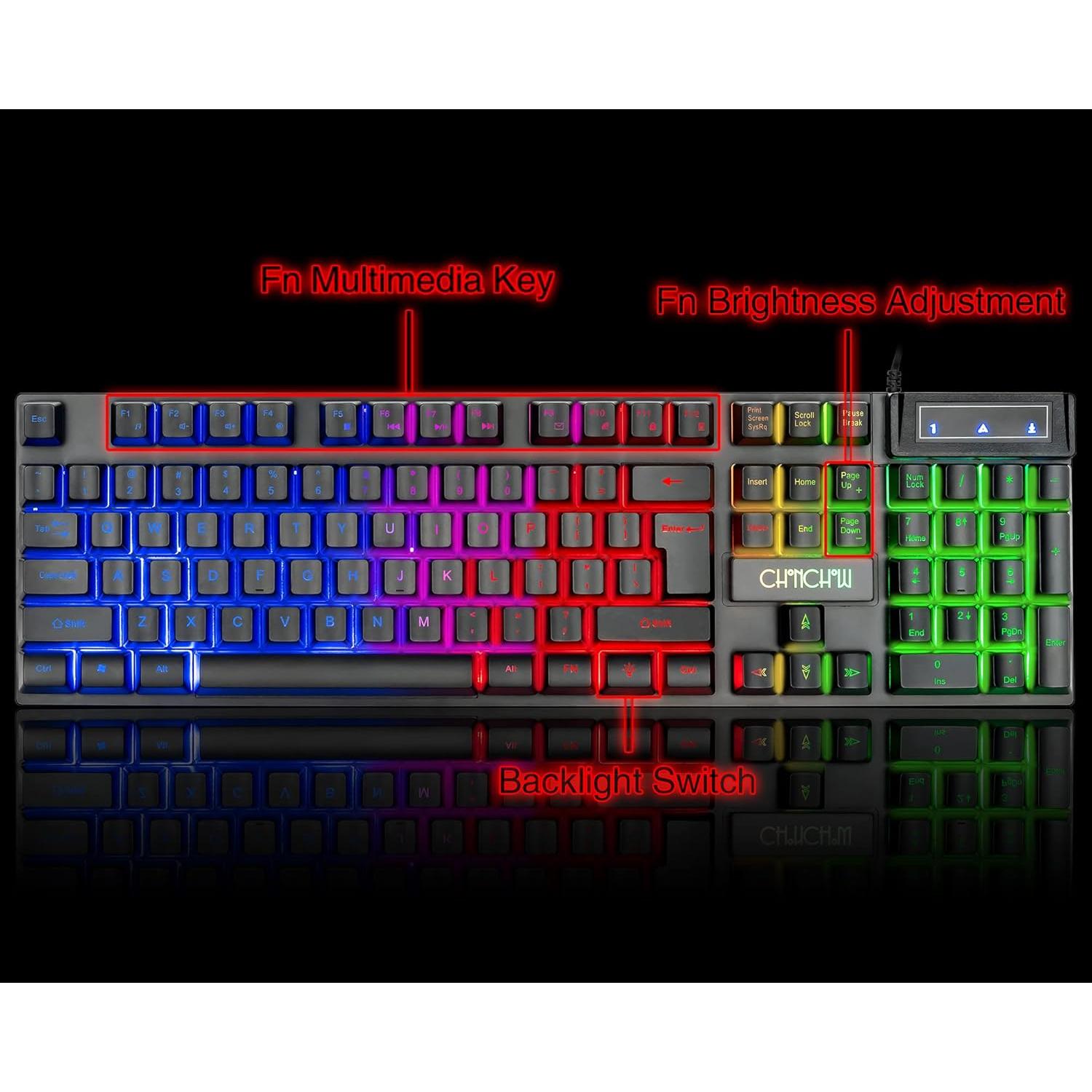 Combo Teclado y Ratón Gaming CHONCHOW LED RGB 4800DPI