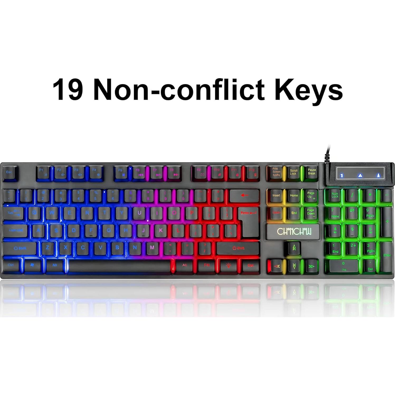 Combo Teclado y Ratón Gaming CHONCHOW LED RGB 4800DPI