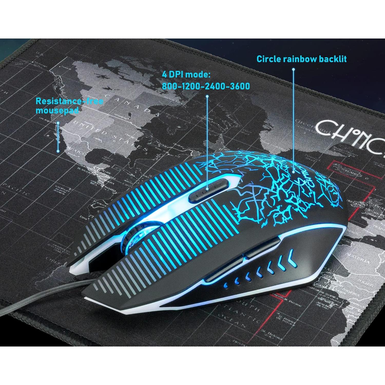 Combo Teclado y Ratón Gaming CHONCHOW LED RGB 4800DPI