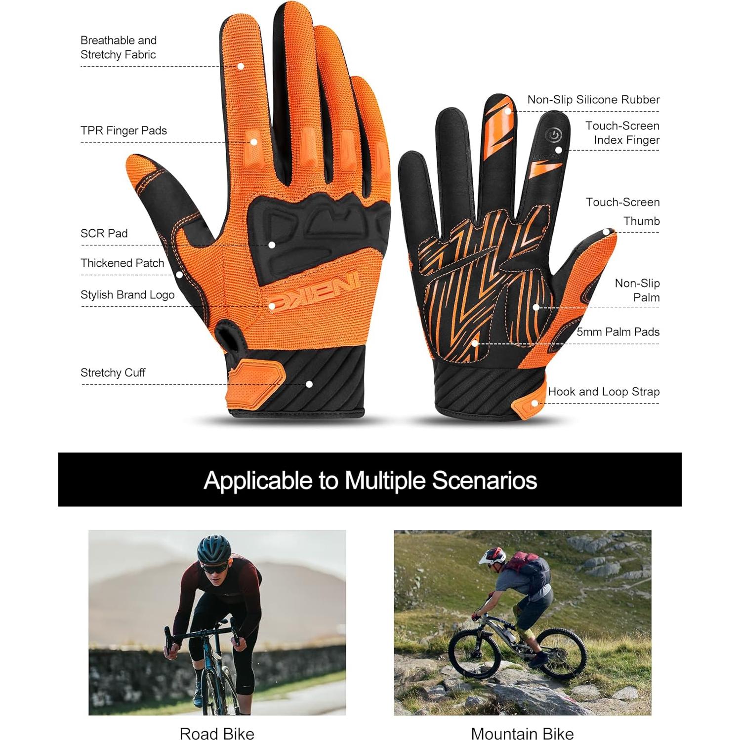 Guantes de Ciclismo INBIKE Naranja Grande con Protección
