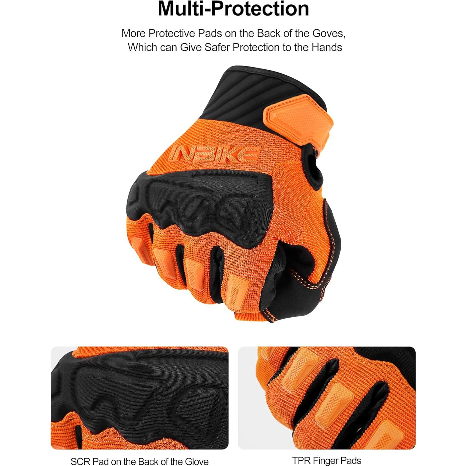 Guantes de Ciclismo INBIKE Naranja Grande con Protección