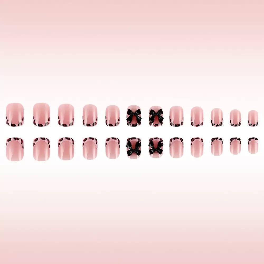 Uñas Postizas Cortas CTTHNBD Diseño Leopardo 24 Pcs