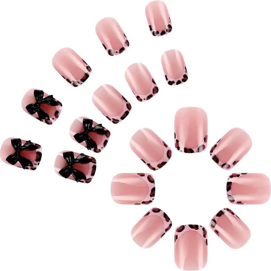 Uñas Postizas Cortas CTTHNBD Diseño Leopardo 24 Pcs