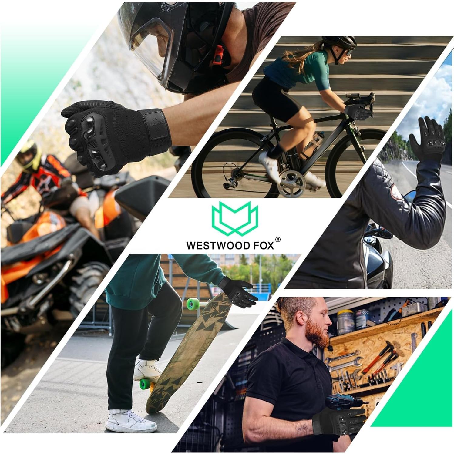 Guantes de Motocicleta WESTWOOD FOX RL8 Negros Talla Pequeña