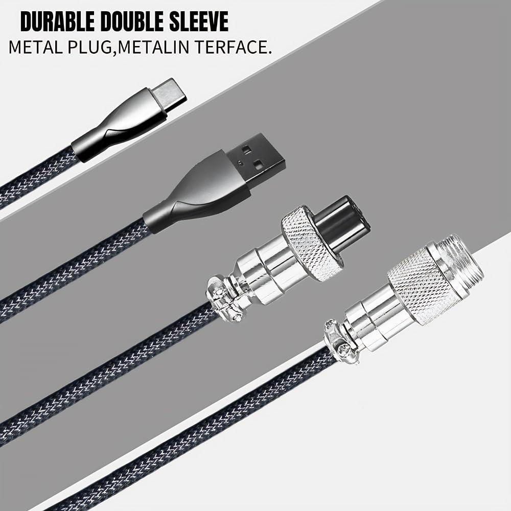 Cable Enrollado USB-C Yajouwin 1.5m Negro para Teclado Gaming