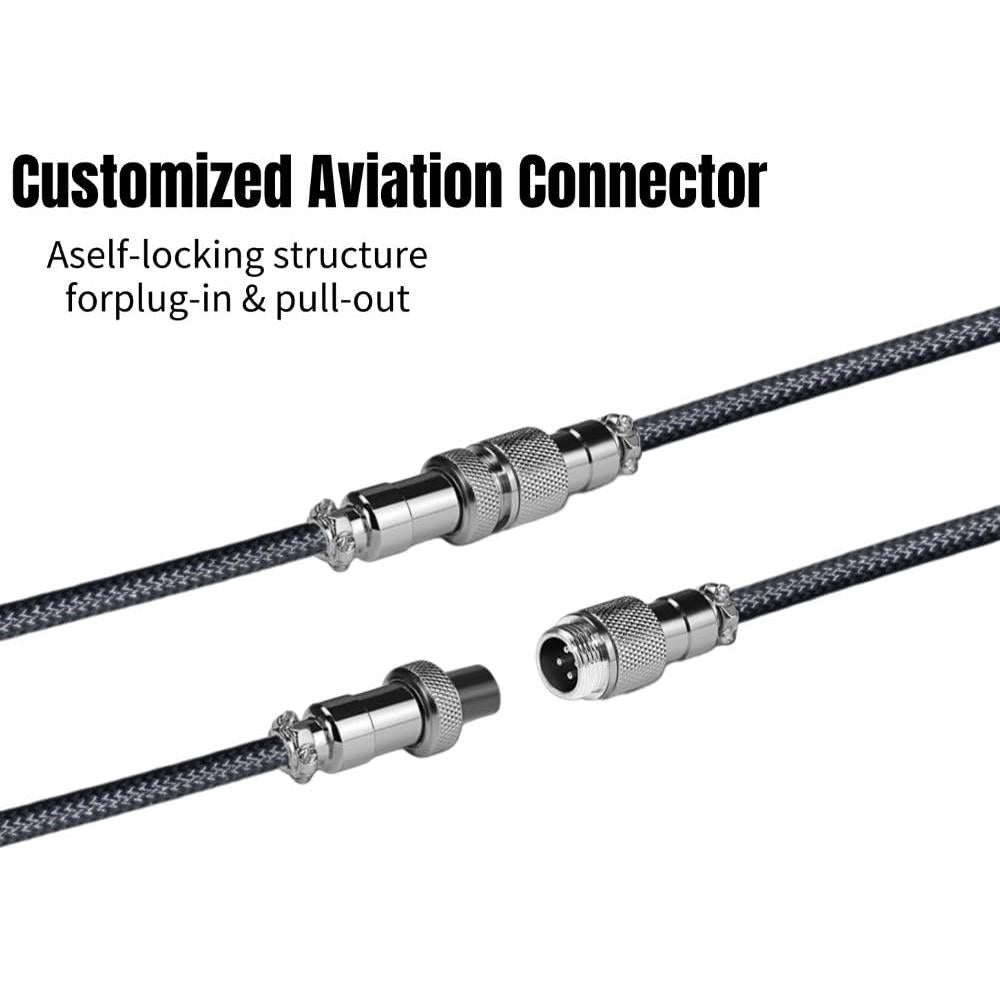 Cable Enrollado USB-C Yajouwin 1.5m Negro para Teclado Gaming