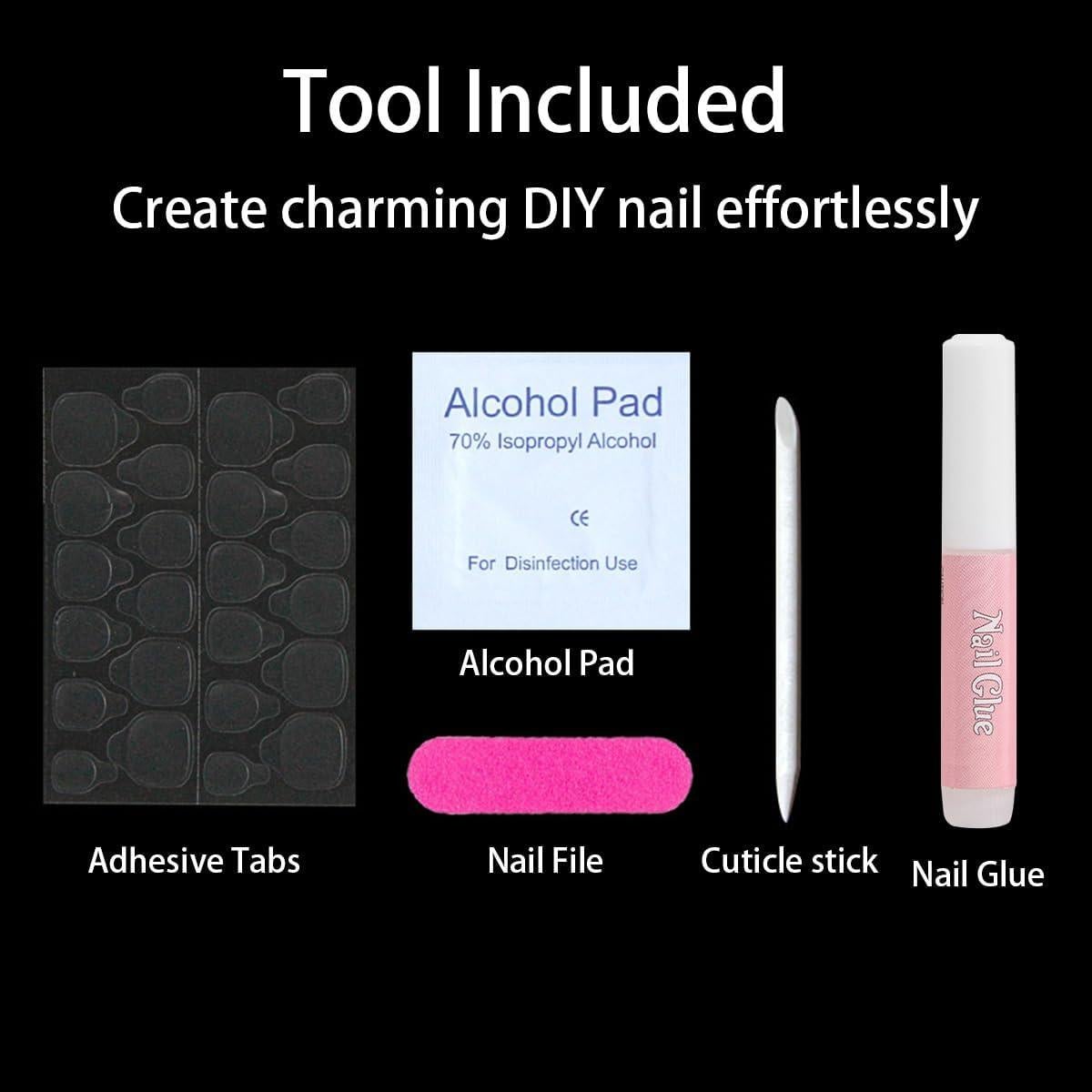 Uñas Postizas Almendras MinFeel 24 Pcs Diseño Floral