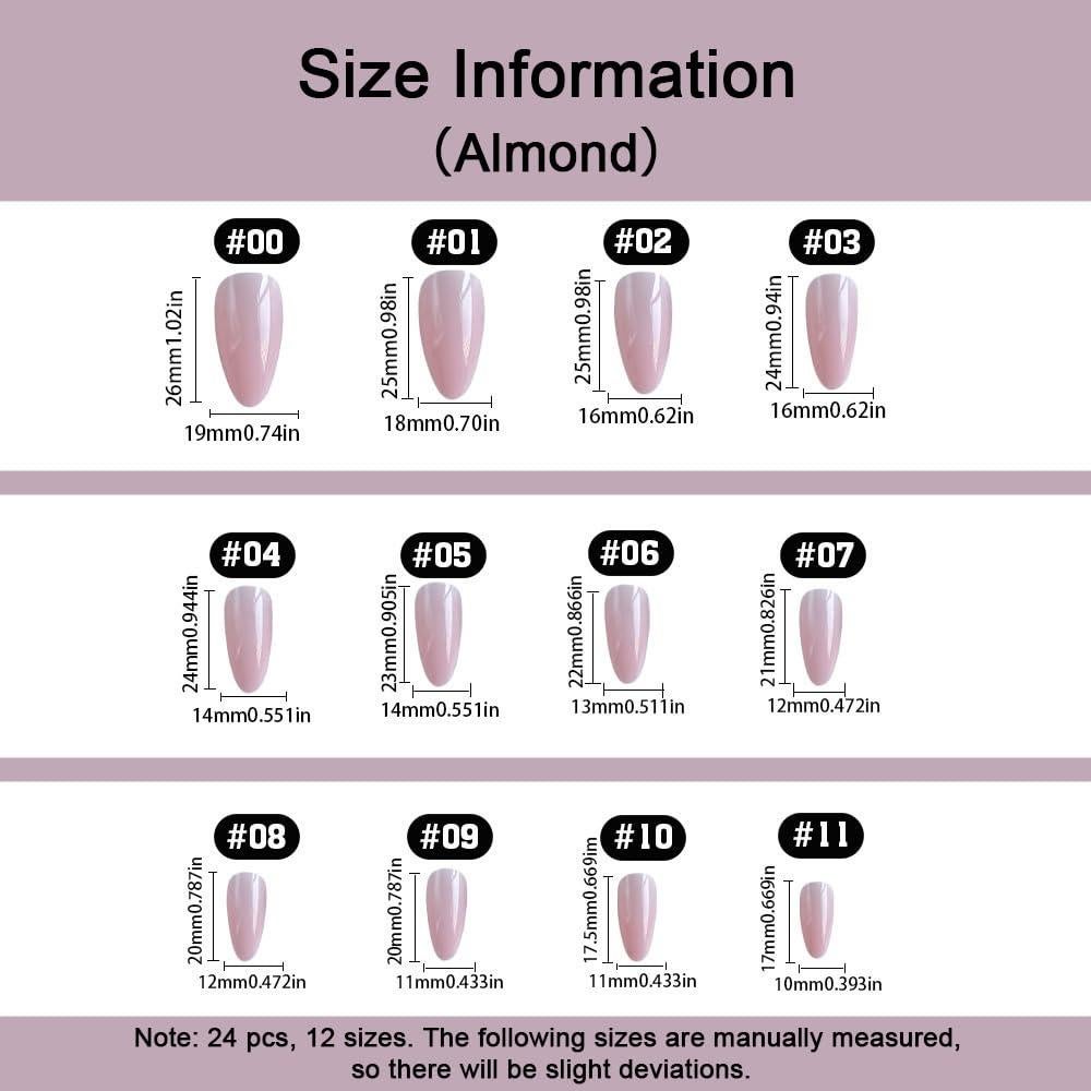 Uñas Postizas Almendras MinFeel 24 Pcs Diseño Floral