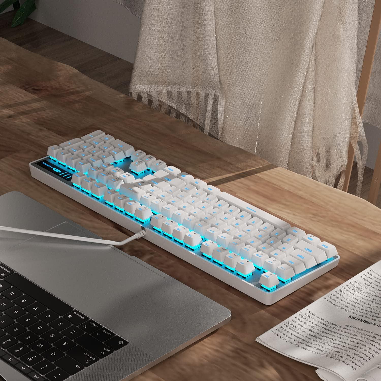 Teclado Mecánico MageGee Blanco USB Retroiluminado 100% Anti-ghosting
