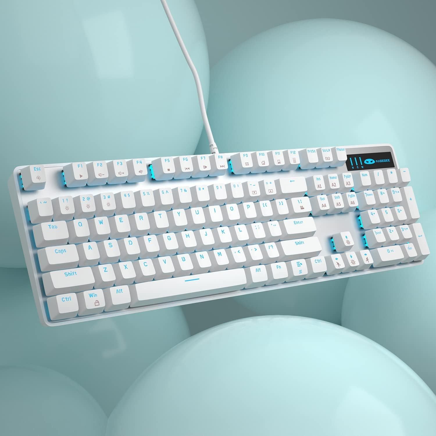 Teclado Mecánico MageGee Blanco USB Retroiluminado 100% Anti-ghosting