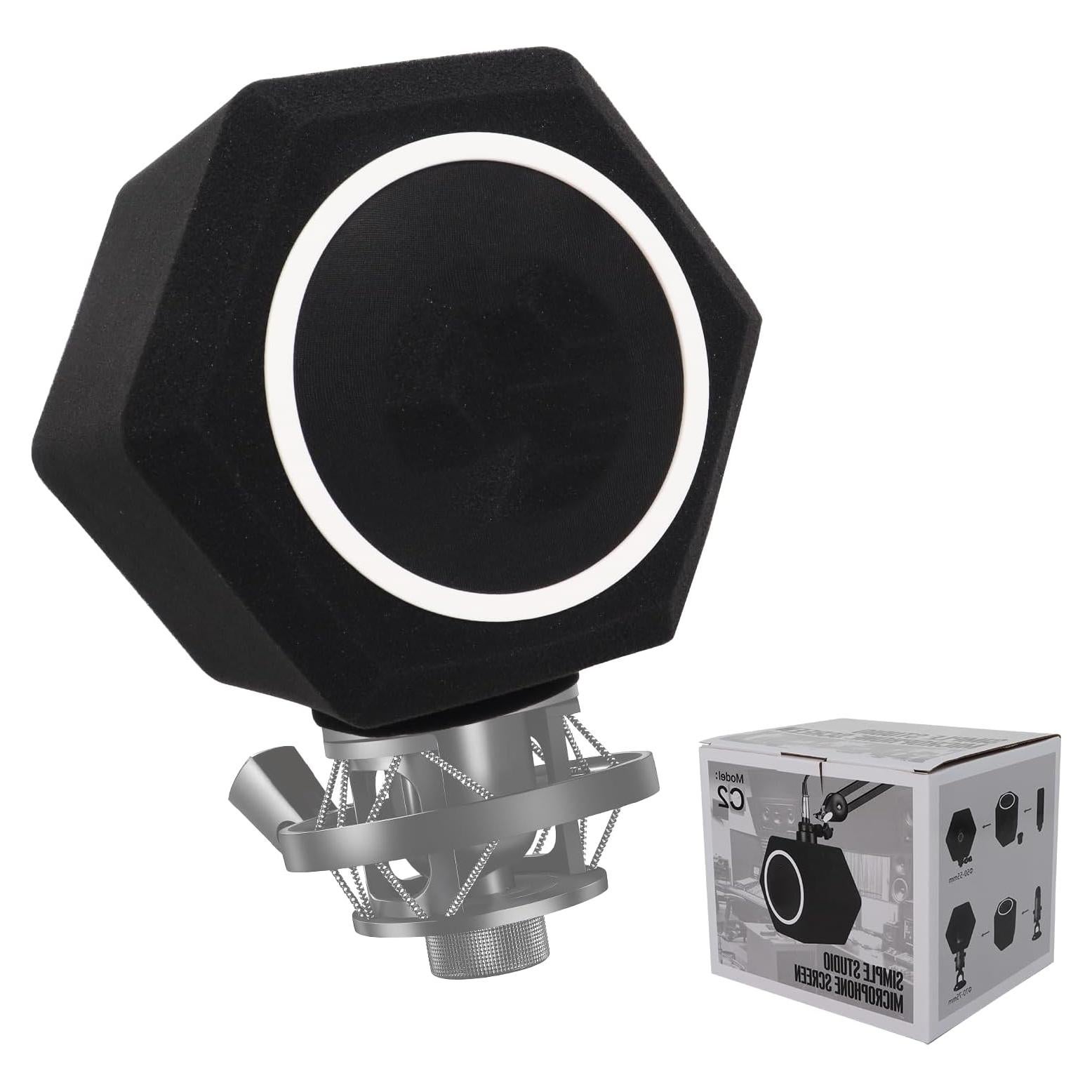 Escudo de Aislamiento para Micrófono con Filtro Pop Negro