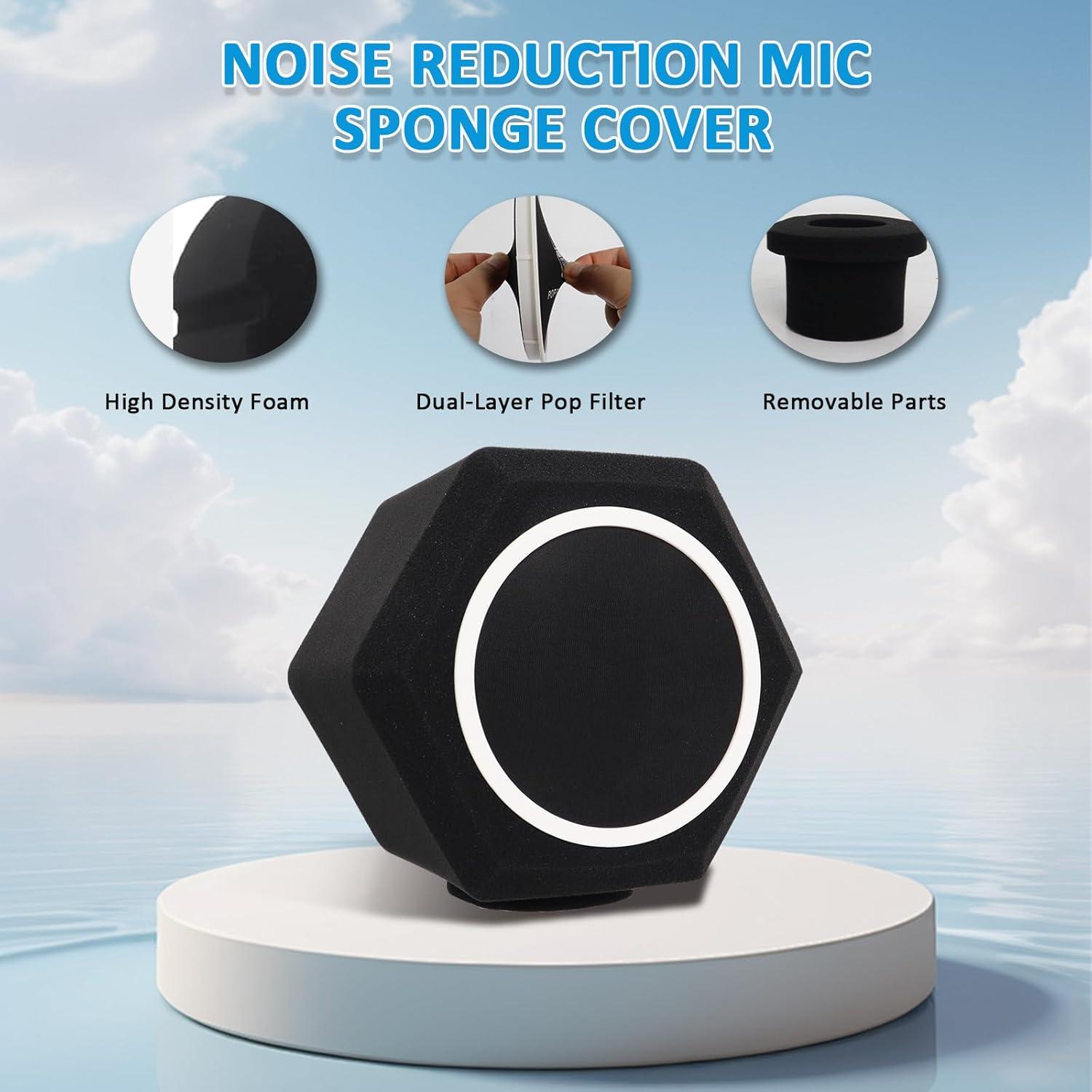 Escudo de Aislamiento para Micrófono con Filtro Pop Negro