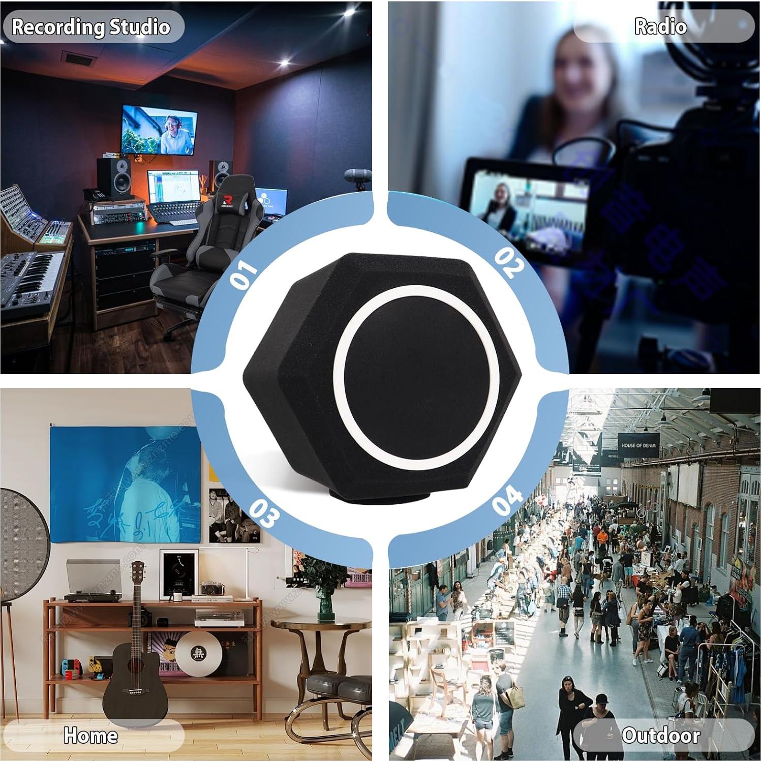 Escudo de Aislamiento para Micrófono con Filtro Pop Negro