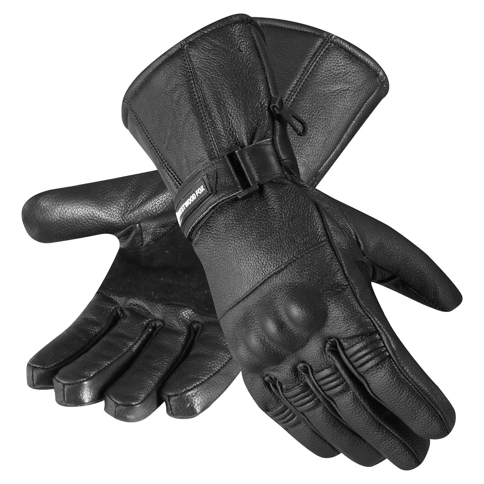 Guantes de Motocicleta WESTWOOD FOX de Cuero Negro Térmicos