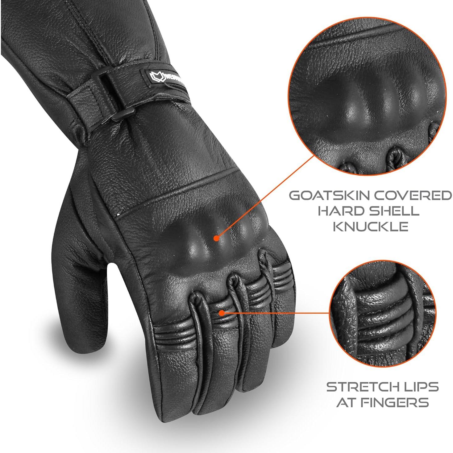 Guantes de Motocicleta WESTWOOD FOX de Cuero Negro Térmicos