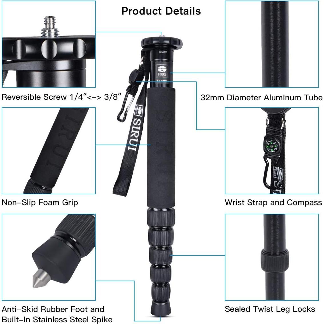Monopie SIRUI AM-306M de Aluminio 155cm Ligero 8kg
