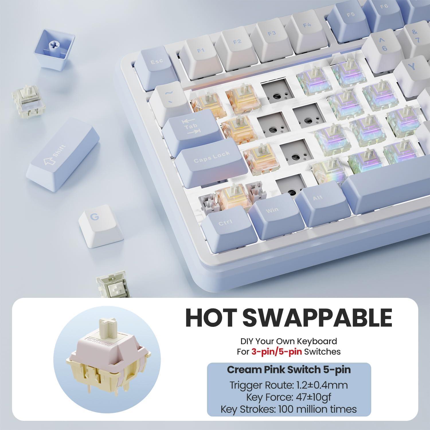 Teclado Mecánico Inalámbrico EWEADN GS75 75% RGB PBT