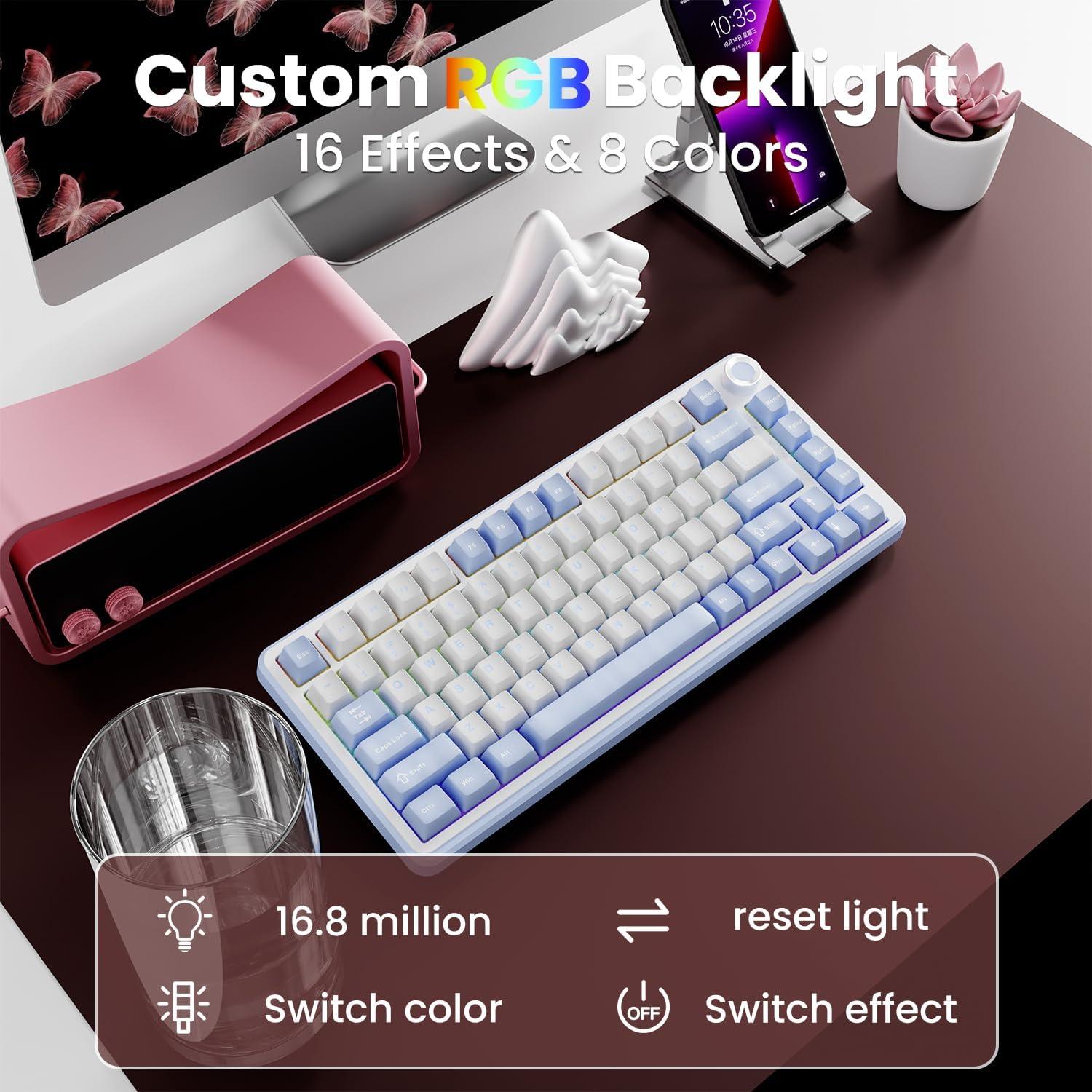 Teclado Mecánico Inalámbrico EWEADN GS75 75% RGB PBT