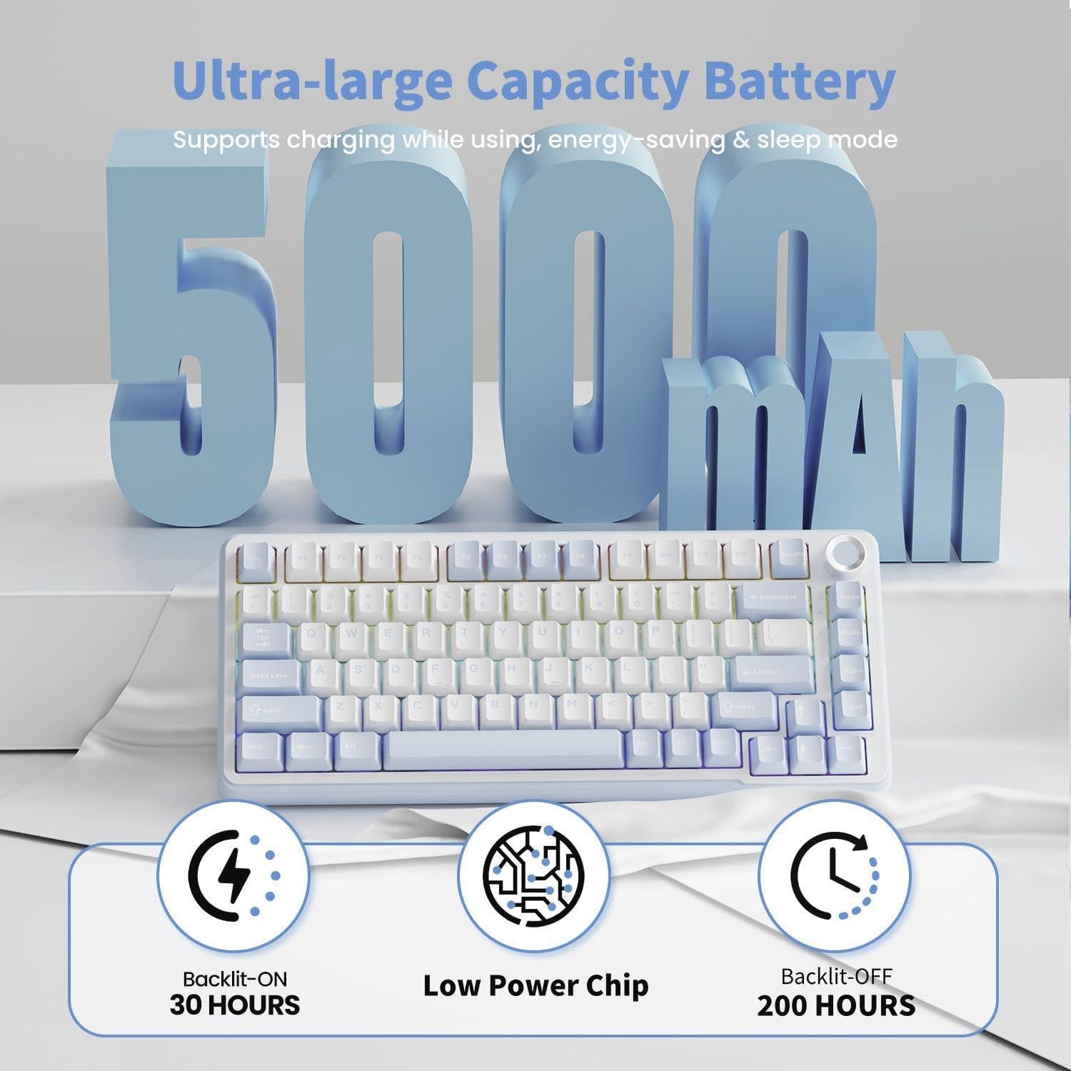 Teclado Mecánico Inalámbrico EWEADN GS75 75% RGB PBT