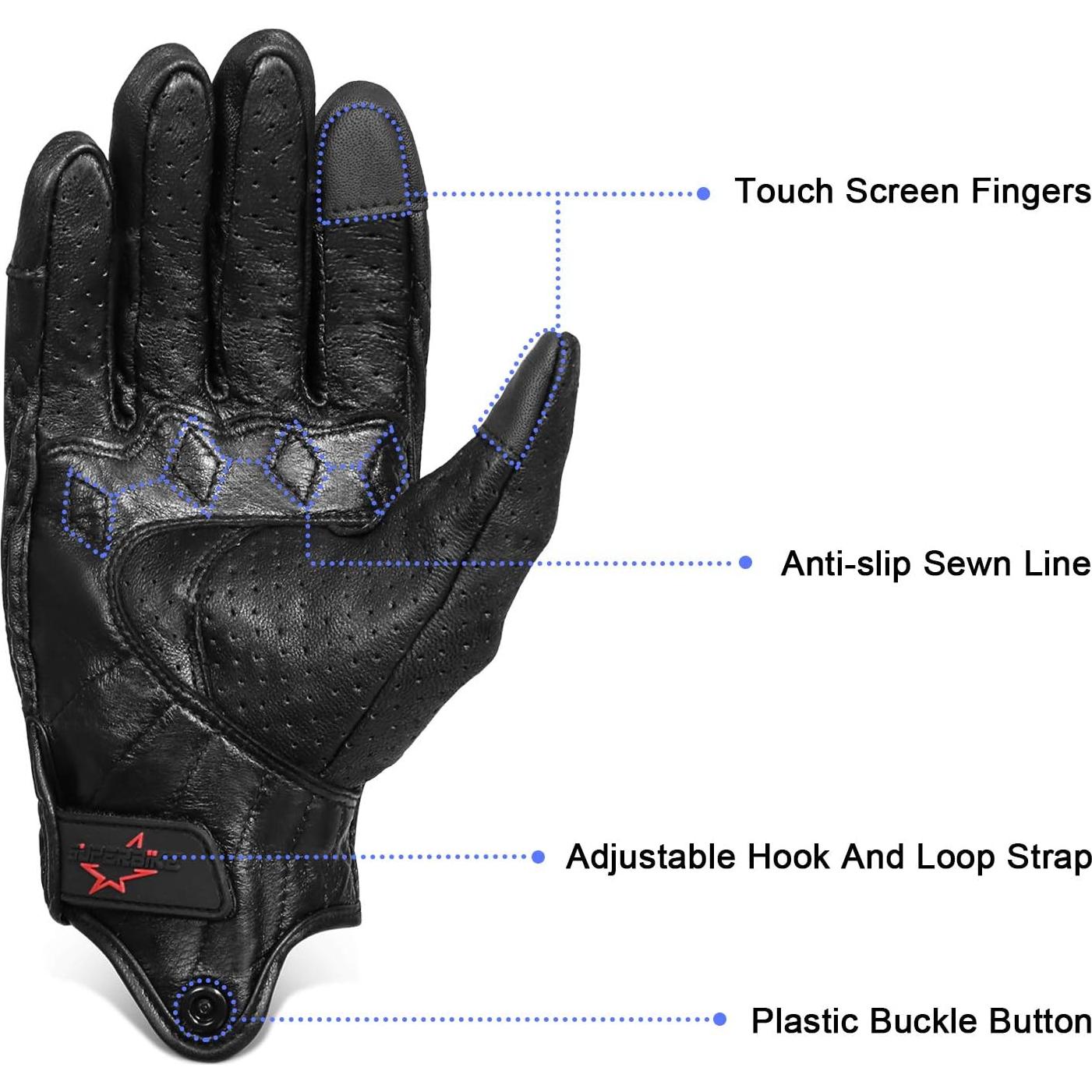 Guantes de Motocicleta Superbike G01 Piel Cabra Talla L