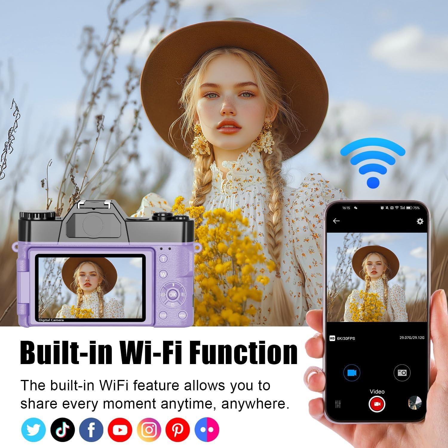 Cámara Digital 6K WIKICO WX02-6K 64MP Zoom 16X Pantalla 3"