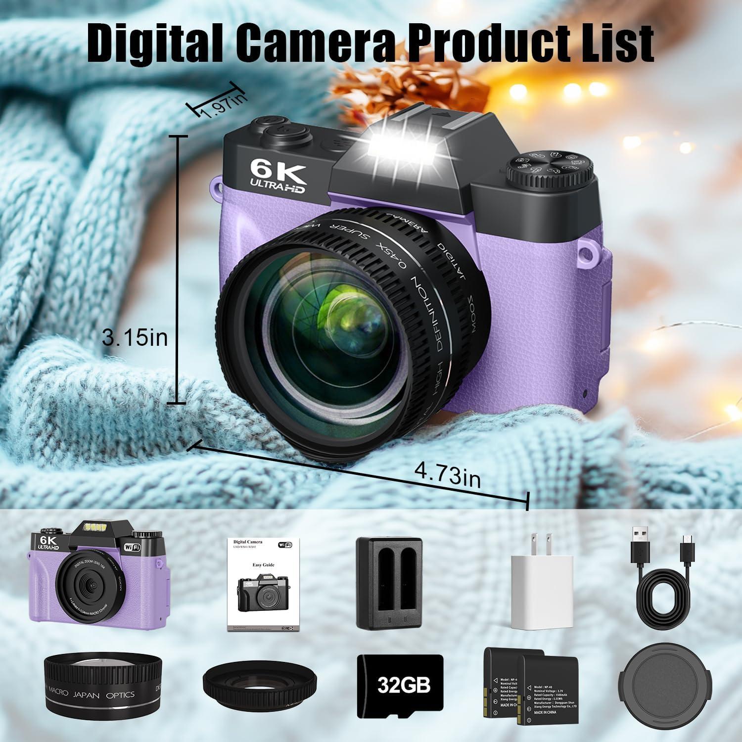 Cámara Digital 6K WIKICO WX02-6K 64MP Zoom 16X Pantalla 3"