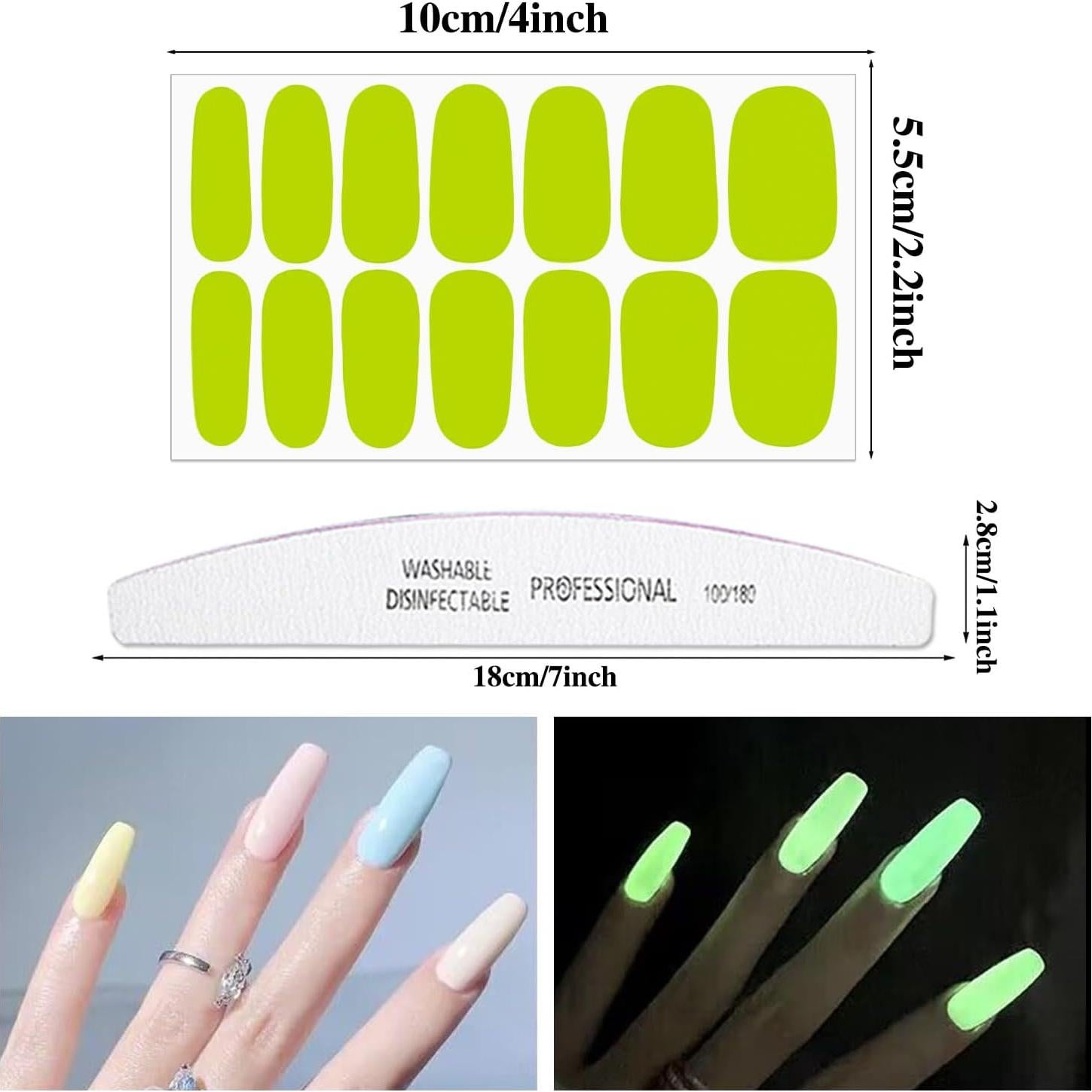 12 Hojas Stickers de Uñas Fluorescentes YECIRALA 168 Pcs