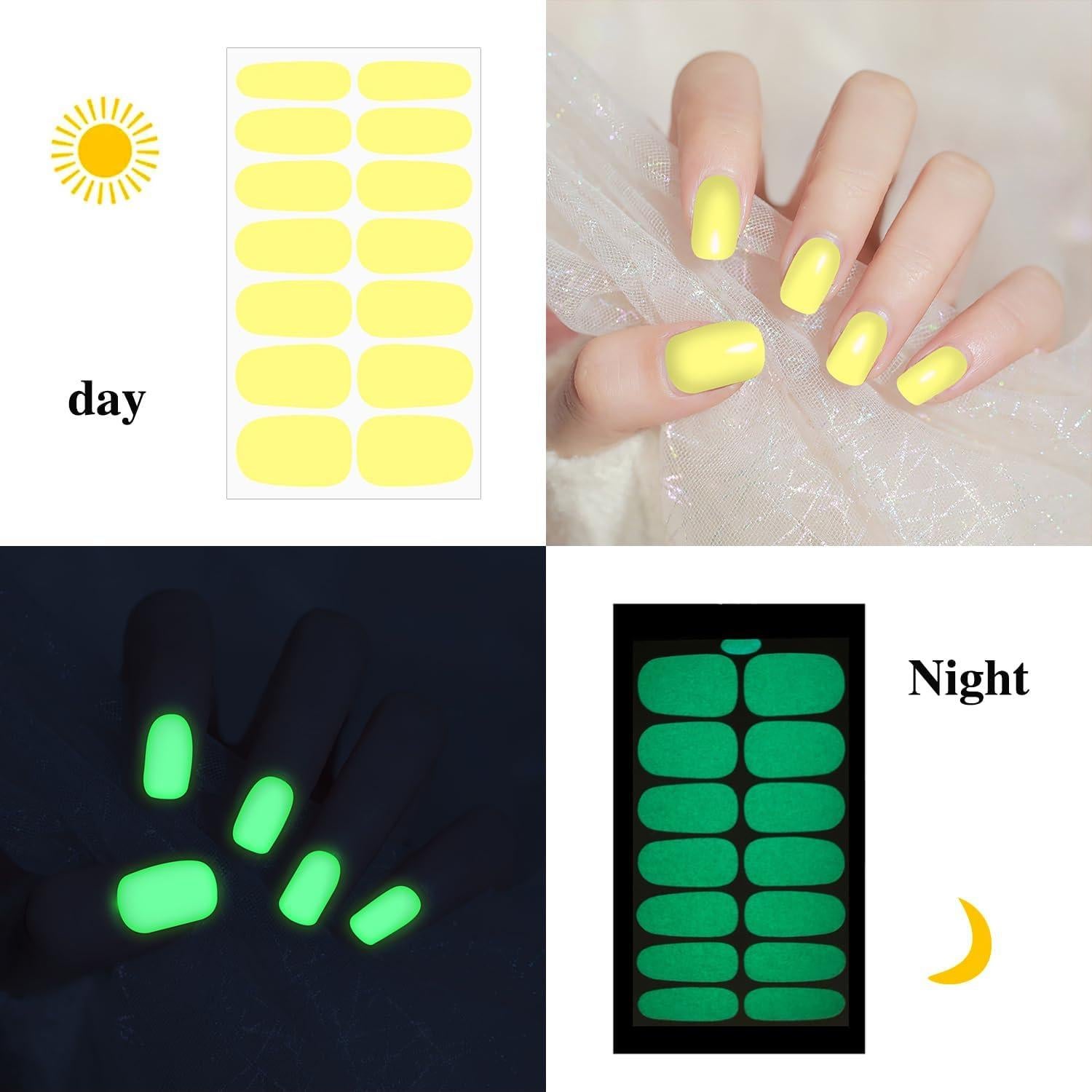 12 Hojas Stickers de Uñas Fluorescentes YECIRALA 168 Pcs