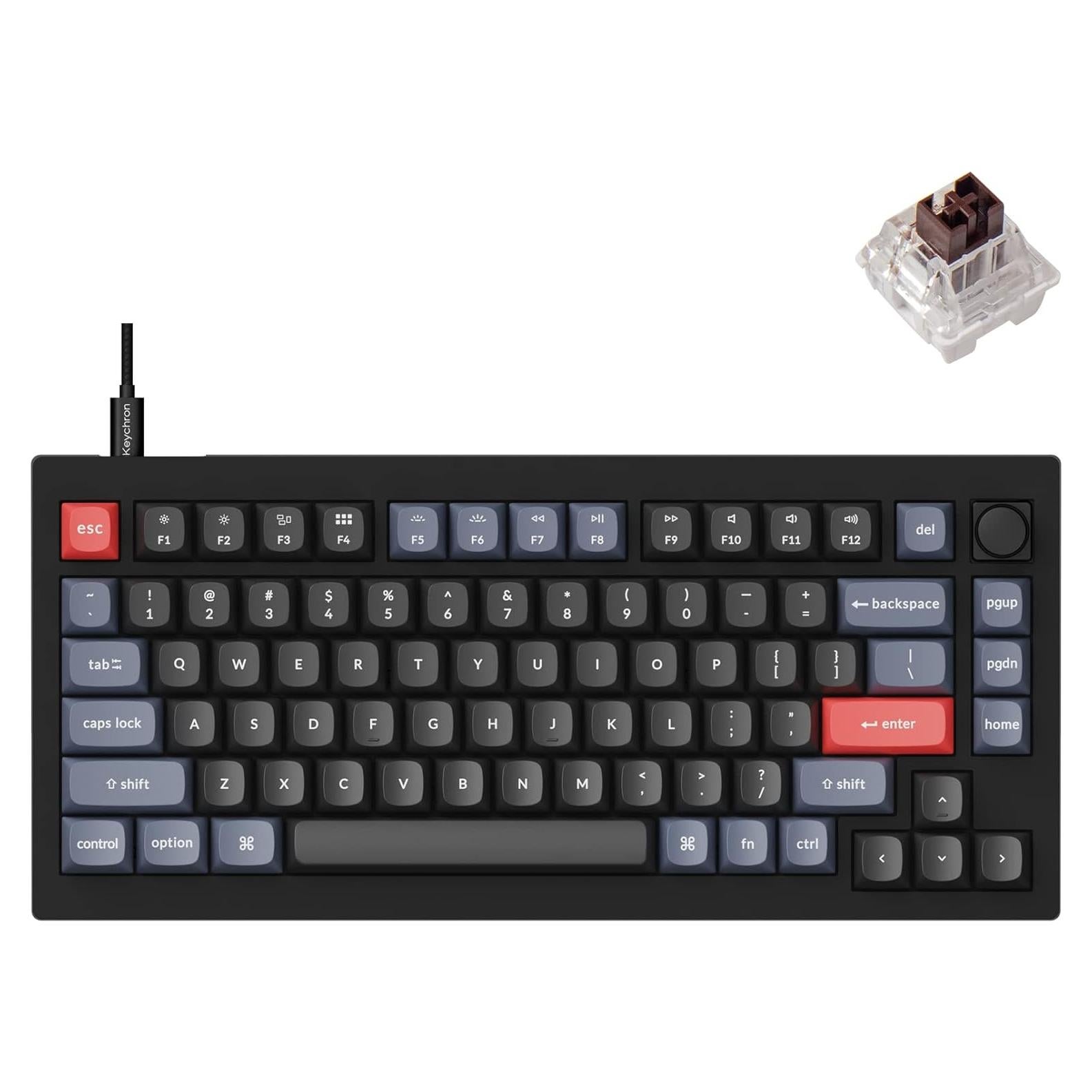 Teclado Mecánico Keychron V1 75% QMK/VIA Marrón Intercambiable