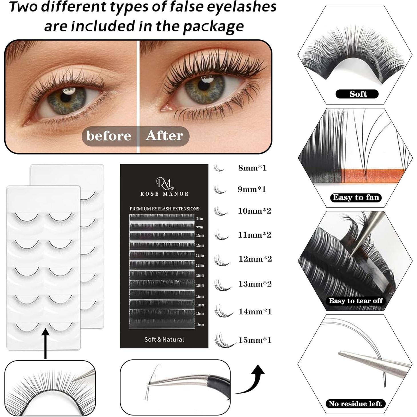 Kit de Extensión de Pestañas Rose Manor para Principiantes