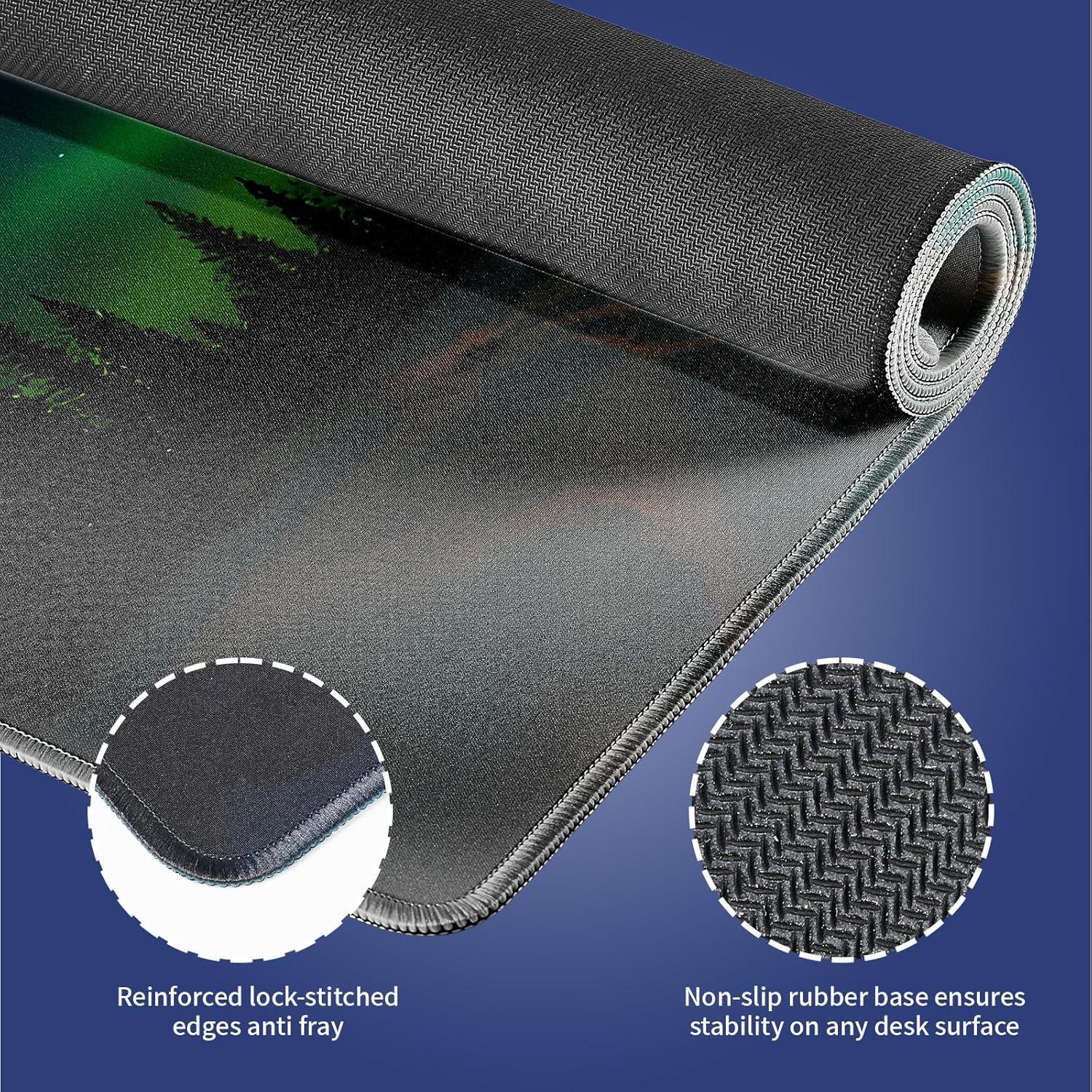 Alfombrilla de Juego y Oficina Wknoon XXL 80x30cm Aurora Boreal