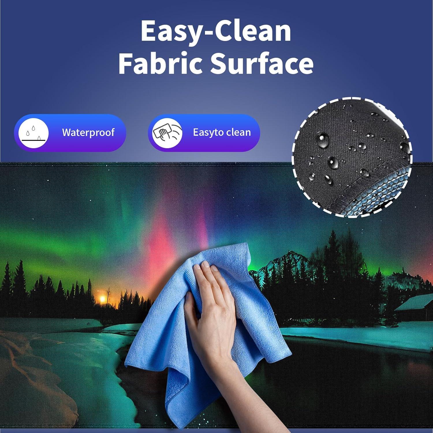 Alfombrilla de Juego y Oficina Wknoon XXL 80x30cm Aurora Boreal