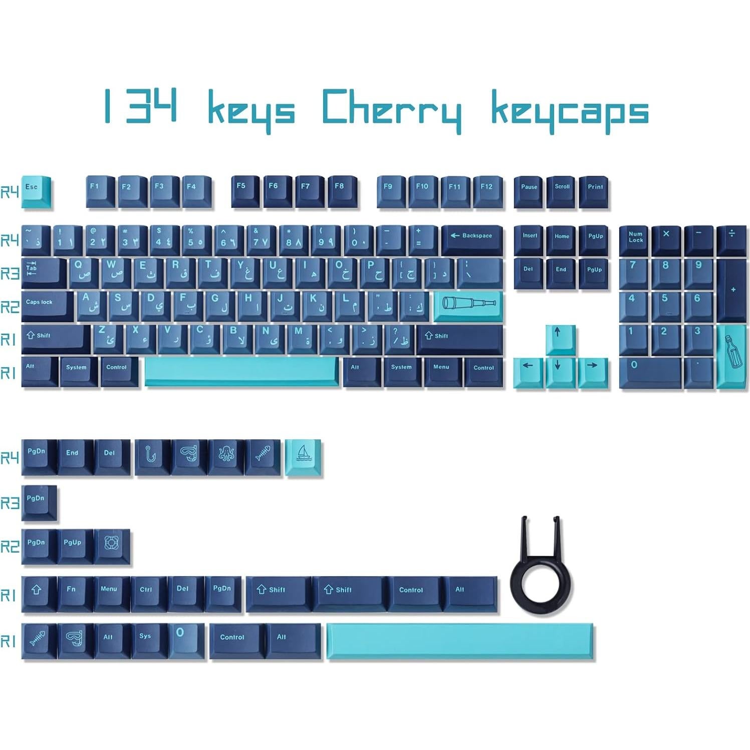 Teclas PBT Tsungup 134 Teclas Cherry Mar Arábigo 7U