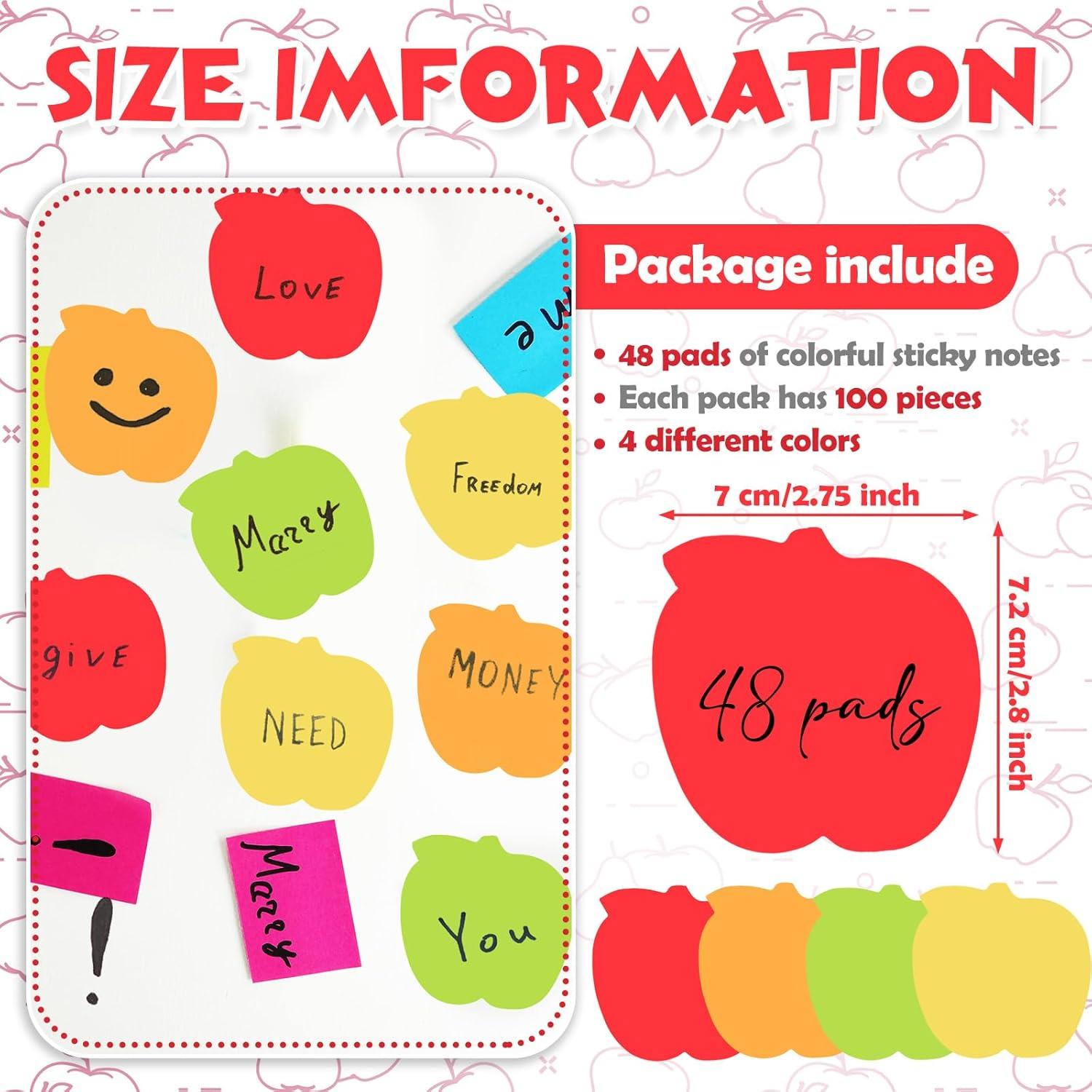 Notas Adhesivas en Forma de Manzana Kolldenn 48 Hojas Multicolor