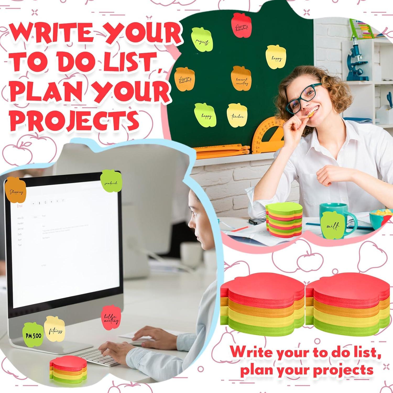 Notas Adhesivas en Forma de Manzana Kolldenn 48 Hojas Multicolor