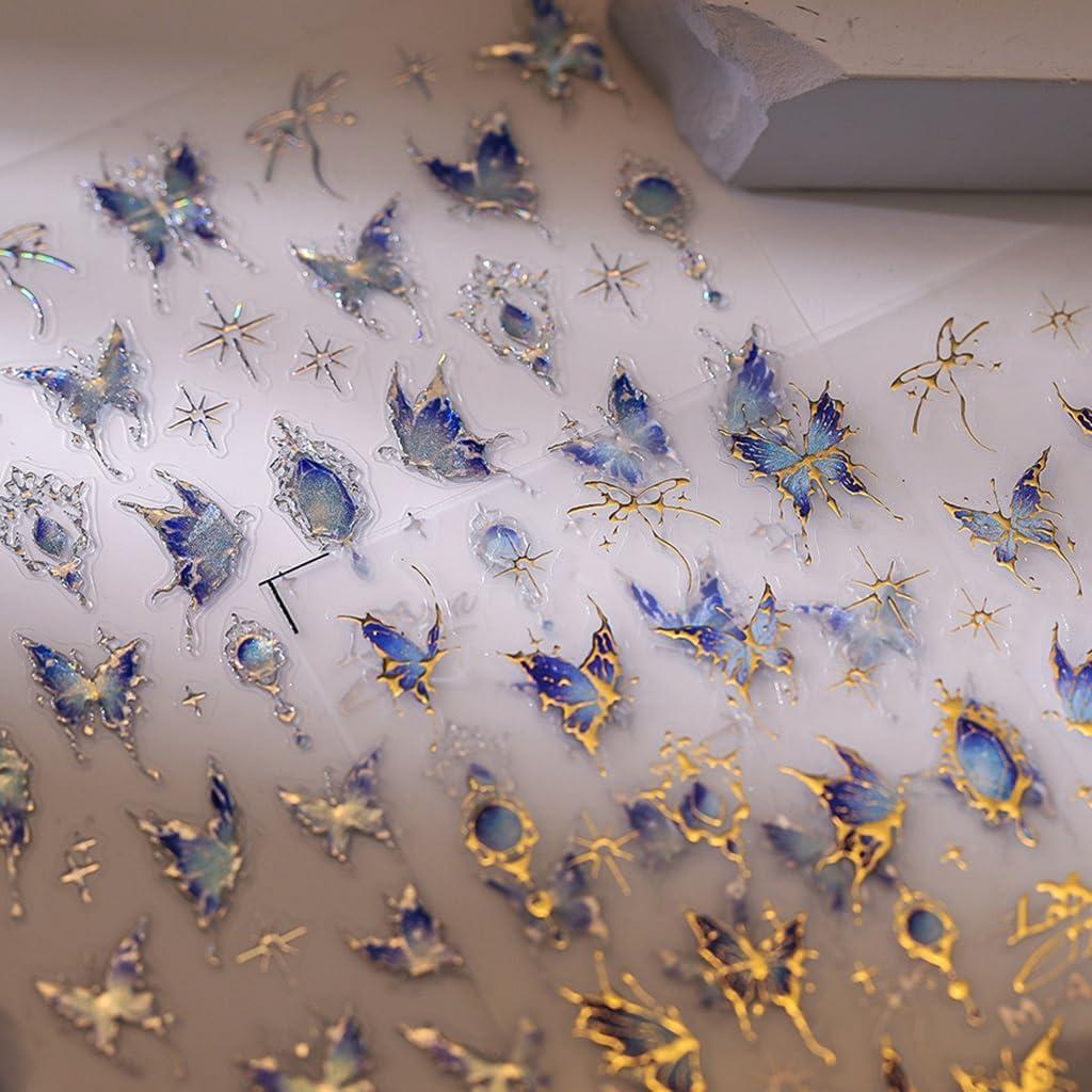 Calcomanías de Uñas 5D Mariposa Azul CTTHNBD - 1 Hoja