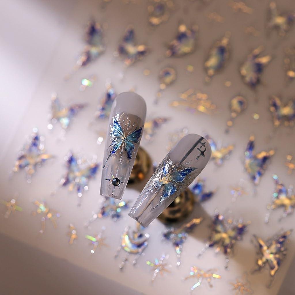 Calcomanías de Uñas 5D Mariposa Azul CTTHNBD - 1 Hoja