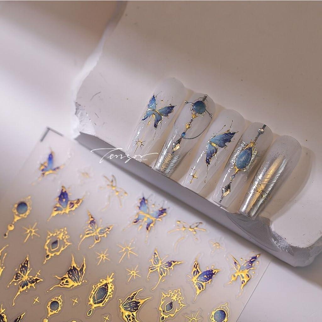 Calcomanías de Uñas 5D Mariposa Azul CTTHNBD - 1 Hoja