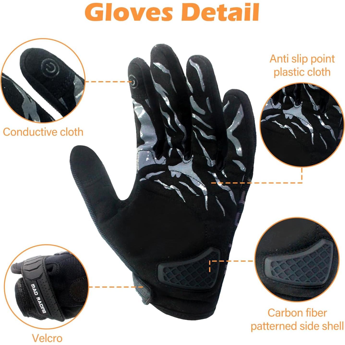 Guantes de Motocicleta DUFFOBAN Medianos Negros Reflectantes