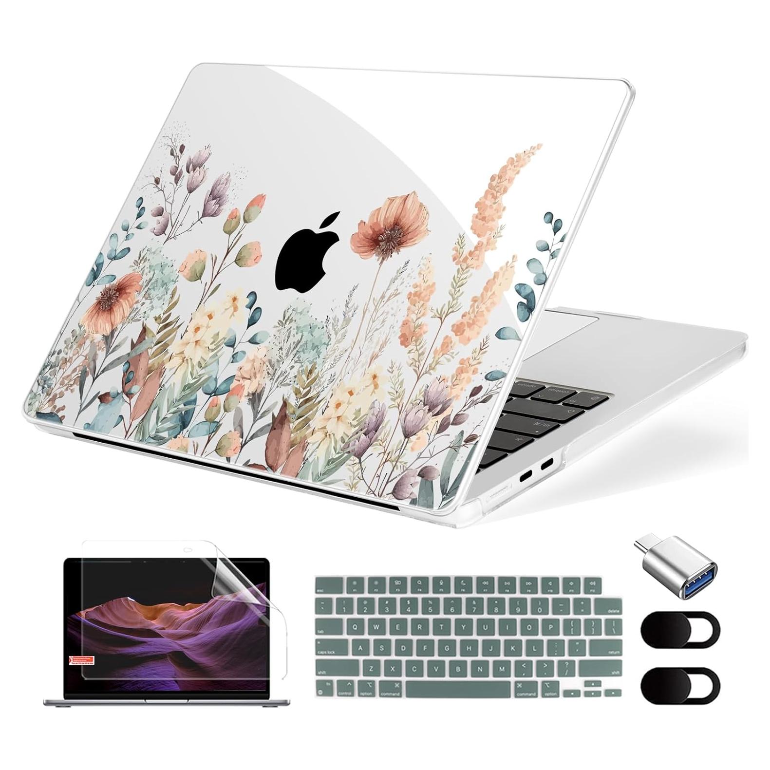 Funda dura MecBevia para MacBook Air 13.6" M4/M3/M2 - Flor abstracta