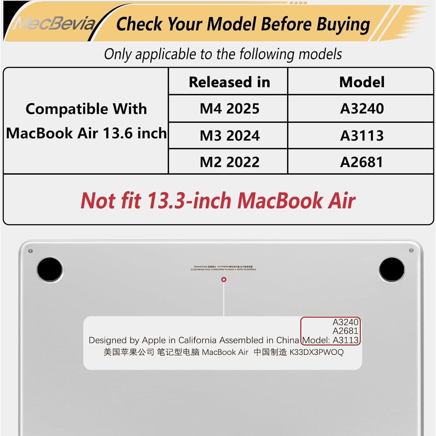 Funda dura MecBevia para MacBook Air 13.6" M4/M3/M2 - Flor abstracta