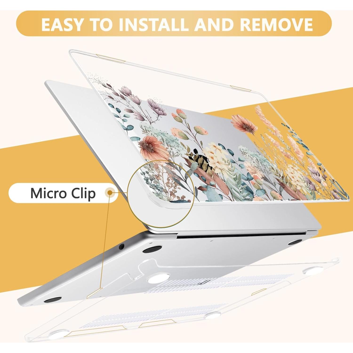 Funda dura MecBevia para MacBook Air 13.6" M4/M3/M2 - Flor abstracta