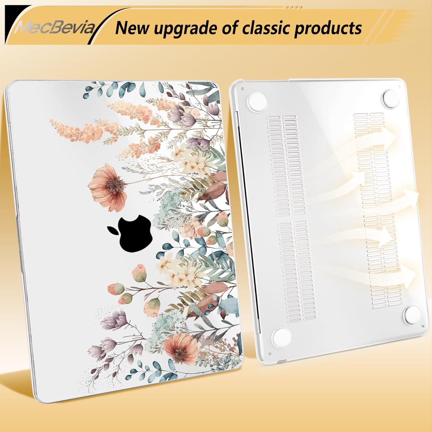 Funda dura MecBevia para MacBook Air 13.6" M4/M3/M2 - Flor abstracta