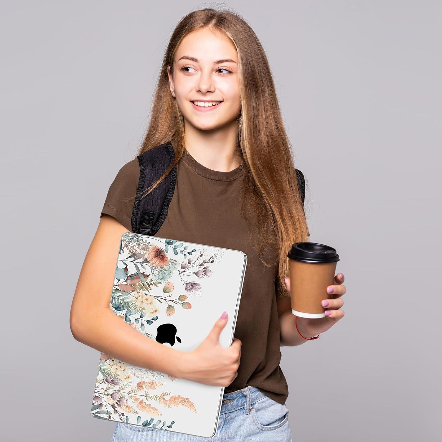 Funda dura MecBevia para MacBook Air 13.6" M4/M3/M2 - Flor abstracta