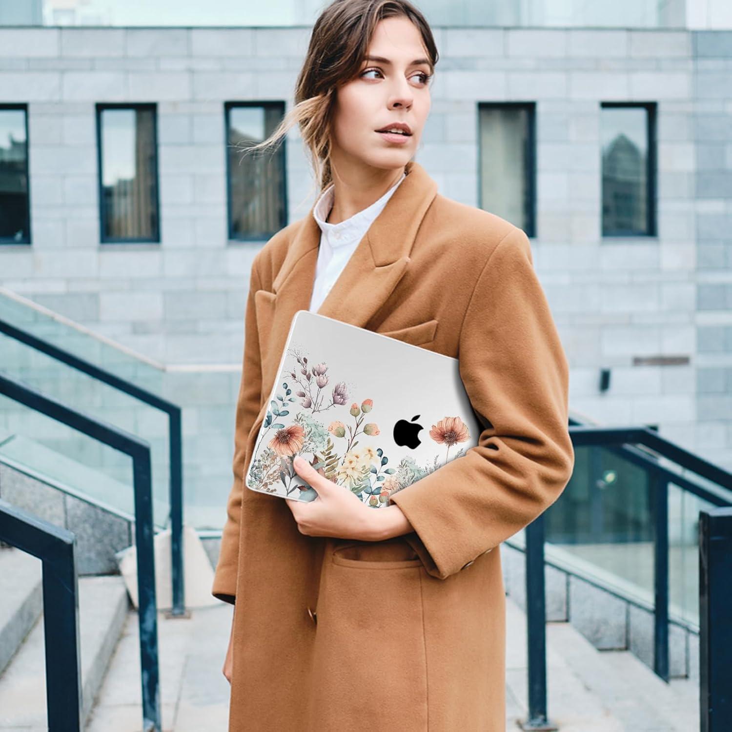 Funda dura MecBevia para MacBook Air 13.6" M4/M3/M2 - Flor abstracta